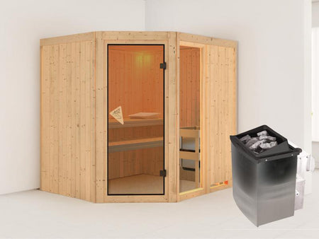 Fiona 2 - Karibu Sauna inkl. 9-kW-Ofen - ohne Dachkranz -