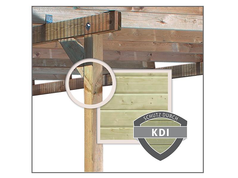 Karibu 4-Eck Pavillon Classic Bergen 1 kdi Sparset inkl. Schindeln