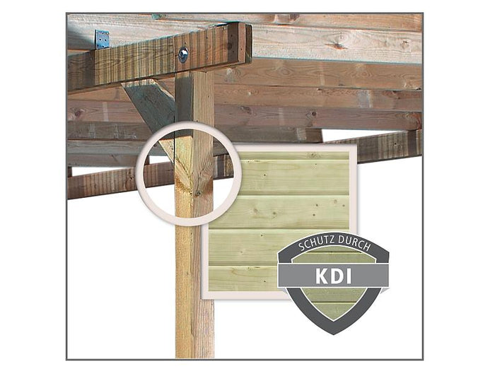 Karibu 4-Eck Pavillon Classic Bergen 1 kdi Sparset inkl. Schindeln