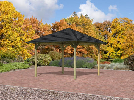 Karibu 4-Eck Pavillon Eco Cordoba Sparset inkl. Schindeln