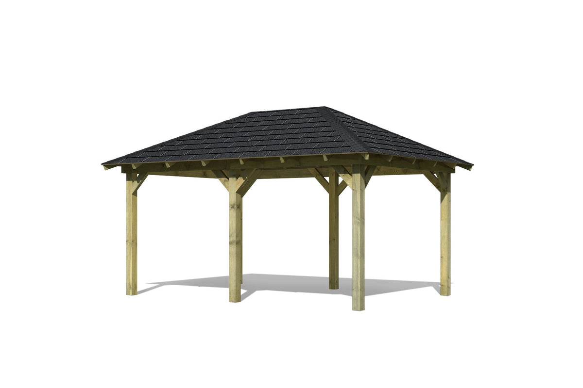 Karibu 4-Eck Pavillon Eco Perida Sparset inkl. Schindeln