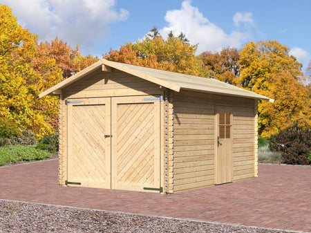 Karibu Blockbohlengarage 28 mm natur