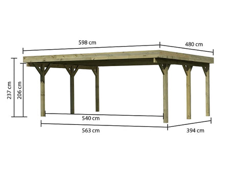 Karibu Carport Classic Doppel 1 ohne Einfahrtsbogen kdi