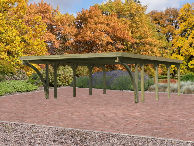 Karibu Carport Classic Doppel 3 mit 2 Einfahrtsbogen kdi