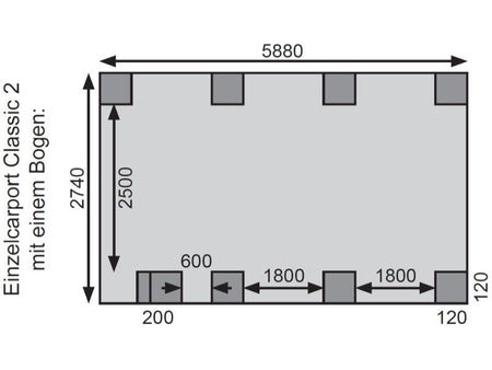 Karibu Carport Classic Einzel 2 mit 1 Einfahrtsbogen kdi