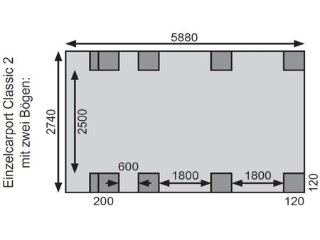 Karibu Carport Classic Einzel 2 mit 2 Einfahrtsbögen kdi