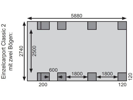 Karibu Carport Classic Einzel 2 mit 2 Einfahrtsbögen kdi