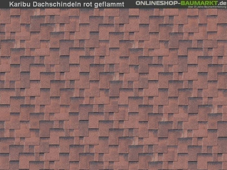 Karibu Dachschindeln Asymetrisch rot geflammt 10 Pakete