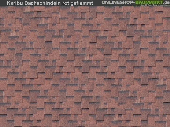 Karibu Dachschindeln Asymetrisch rot geflammt 11 Pakete