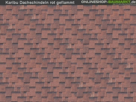 Karibu Dachschindeln Asymetrisch rot geflammt 12 Pakete