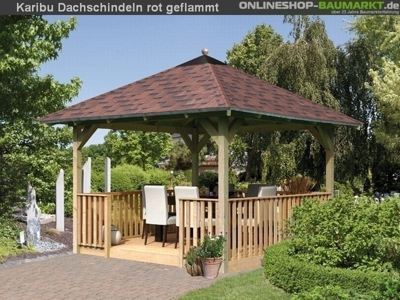 Karibu Dachschindeln Asymetrisch rot geflammt 15 Pakete
