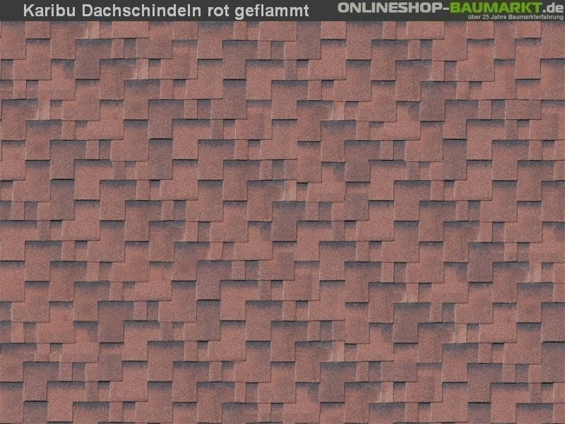 Karibu Dachschindeln Asymetrisch rot geflammt 1 Paket
