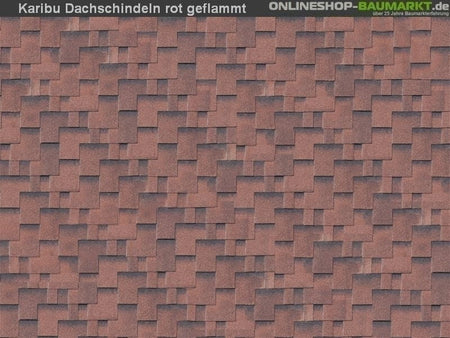 Karibu Dachschindeln Asymetrisch rot geflammt 5 Pakete