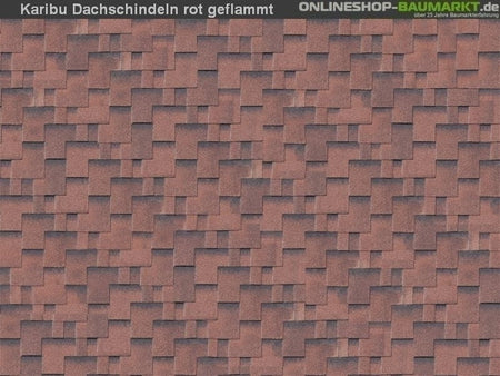 Karibu Dachschindeln Asymetrisch rot geflammt 7 Pakete