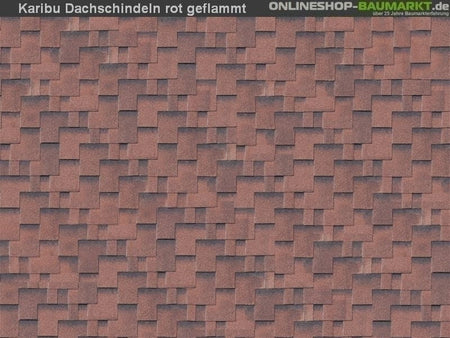 Karibu Dachschindeln Asymetrisch rot geflammt 8 Pakete