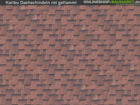 Karibu Dachschindeln Asymetrisch rot geflammt 11 Pakete