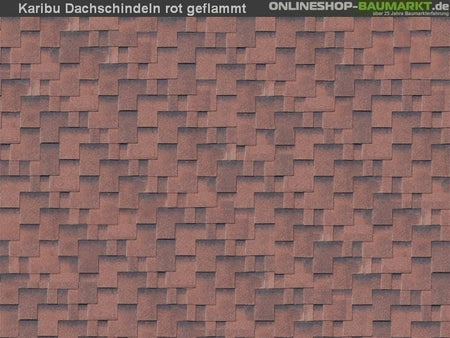 Karibu Dachschindeln Asymetrisch rot geflammt 17 Pakete