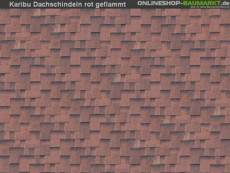 Karibu Dachschindeln Asymetrisch rot geflammt 27 Pakete