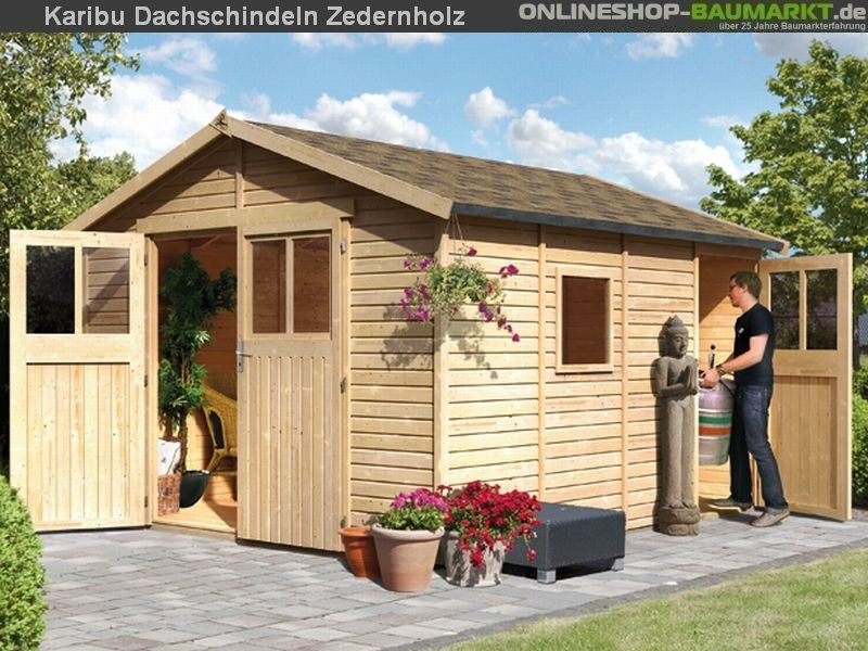Karibu Dachschindeln Asymetrisch Zedernholz 2 Pakete