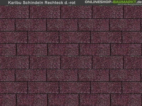 Karibu Dachschindeln Rechteck dunkelrot 10 Pakete