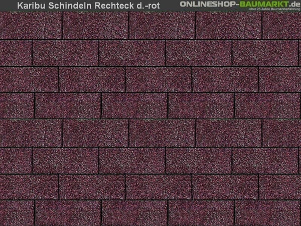 Karibu Dachschindeln Rechteck dunkelrot 3 Pakete