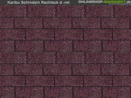 Karibu Dachschindeln Rechteck dunkelrot 4 Pakete