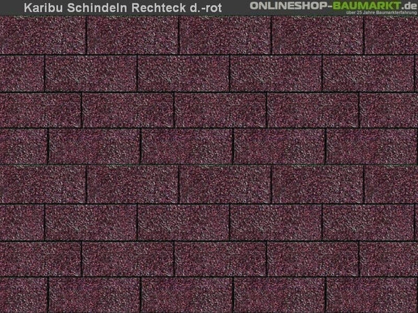 Karibu Dachschindeln Rechteck dunkelrot 4 Pakete