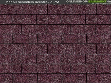 Karibu Dachschindeln Rechteck dunkelrot 6 Pakete