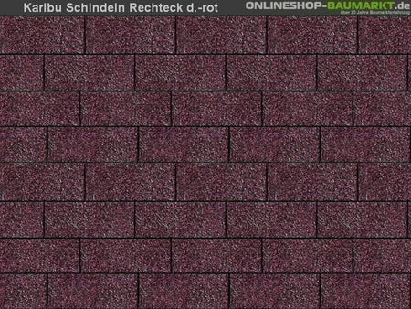 Karibu Dachschindeln Rechteck dunkelrot 8 Pakete
