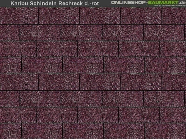Karibu Dachschindeln Rechteck dunkelrot 8 Pakete