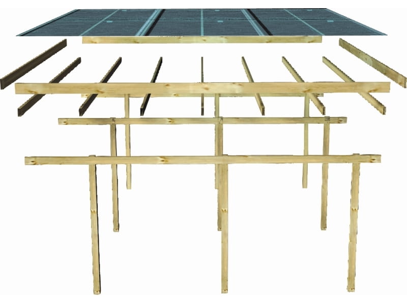 Karibu Doppelcarport ECO mit integriertem Abstellraum 1 und Wände