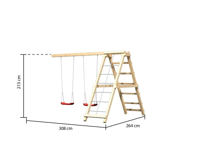 Karibu Doppelschaukelanbau inkl. Klettergerüst