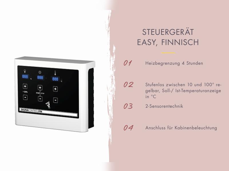 Karibu Fasshaus 2 asymmetrisch, inkl. 9 kW Ofen ext. Steuerung