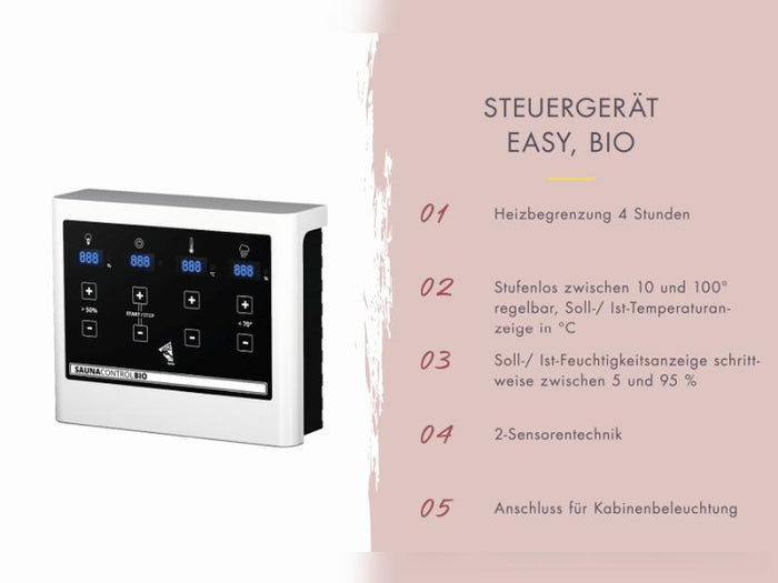 Karibu Fasssauna Asymmetrisch 3, inkl. 9 kW Bioofen externe Steuerung