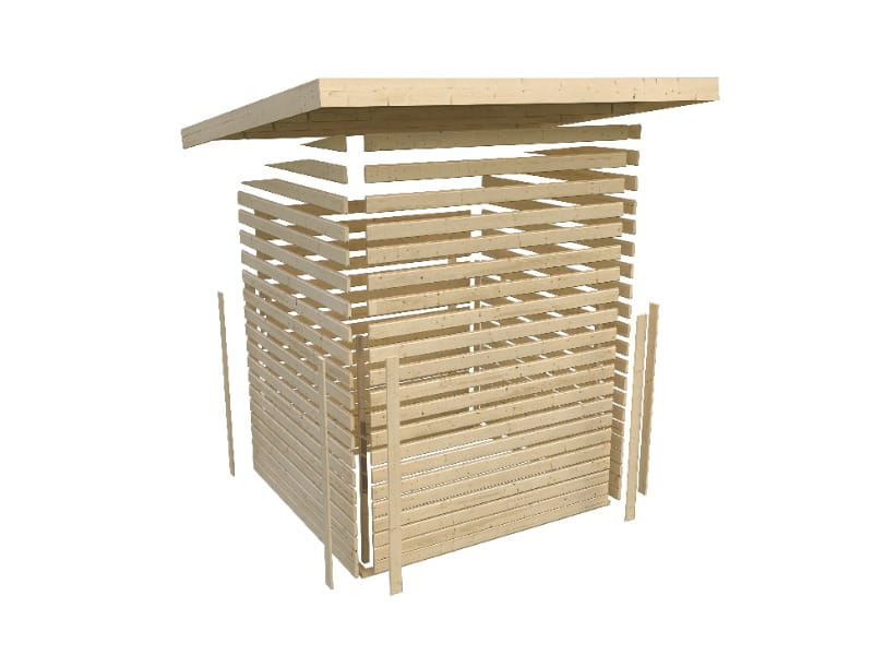 Karibu Gartenhaus Askola 2 mit Anbaudach 2,40 m, Rückwand