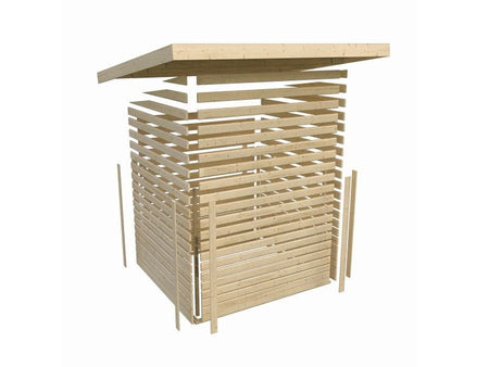 Karibu Gartenhaus Askola 3,5 mit Anbaudach 2,8 m, Rückwand