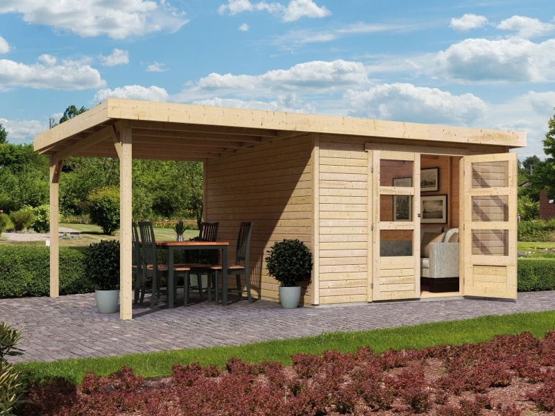Karibu Gartenhaus Askola 4 mit Anbaudach 2,25 Meter