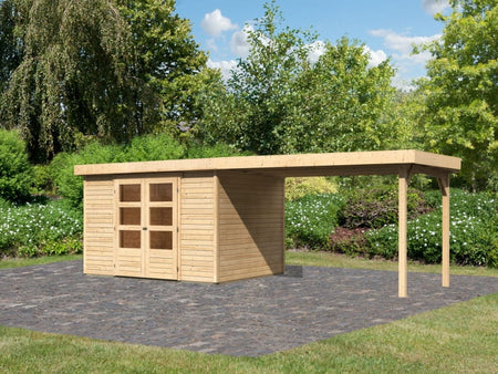 Karibu Gartenhaus Askola 5 mit Anbaudach 2,75 Meter
