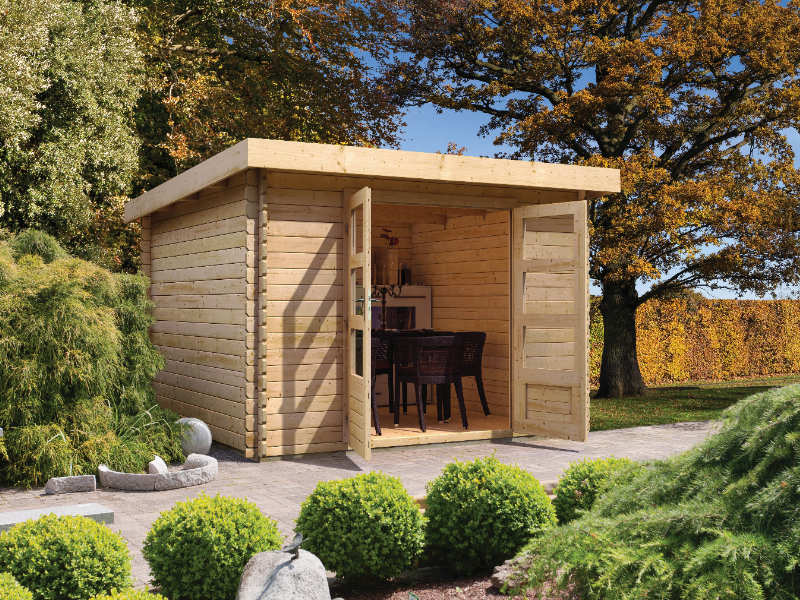 Karibu Gartenhaus Bastrup 3 natur