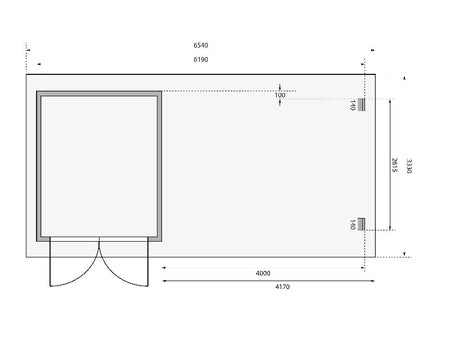 Karibu Gartenhaus Bastrup 4 mit Anbaudach 4 Meter inkl. Rück- und Seitenwand