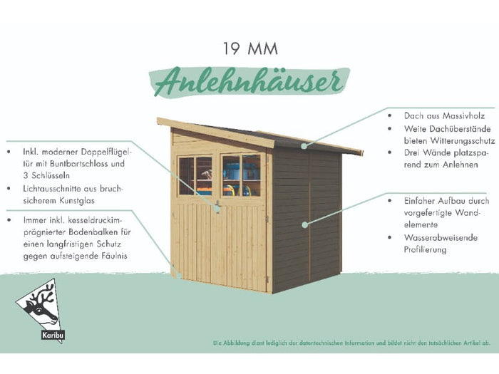 Karibu Gartenhaus Bomlitz 4 natur 19 mm