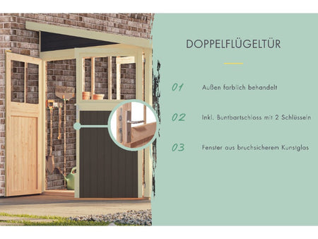 Karibu Gartenhaus Bomlitz 4 terragrau 19 mm