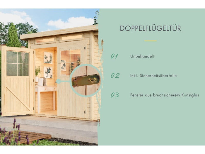 Karibu Gartenhaus Glücksburg 2 terragrau 19 mm
