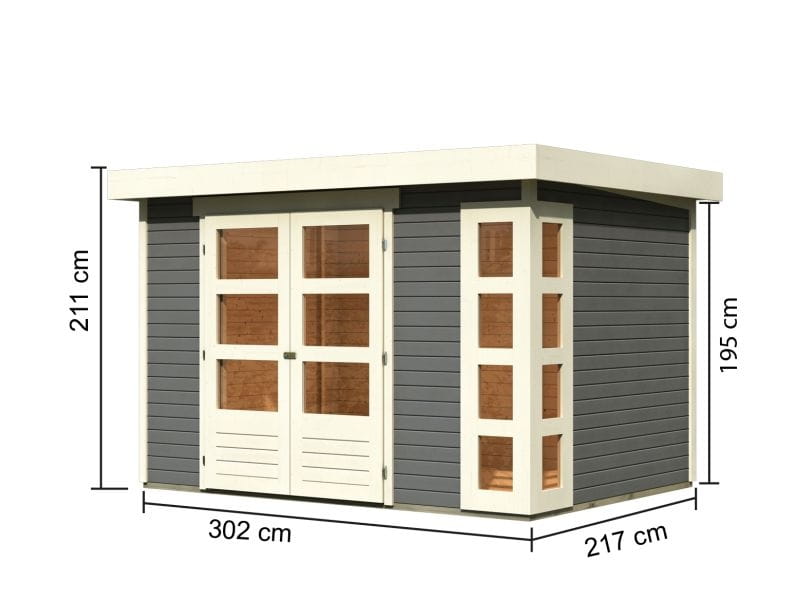 Karibu Gartenhaus Kerko 4 in terragrau 19 mm