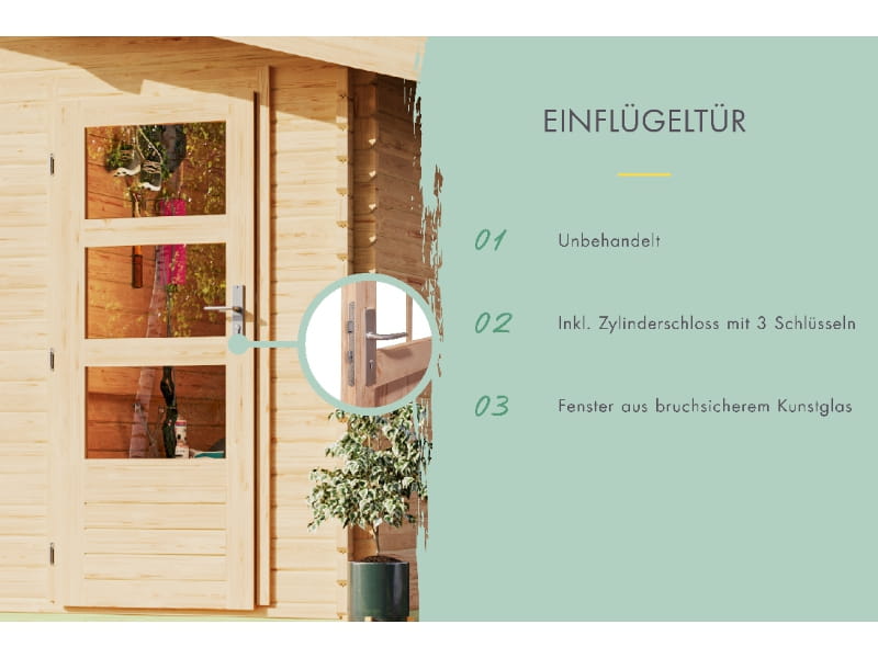 Karibu Gartenhaus Lagor 1 38 mm 2-Raum-Haus