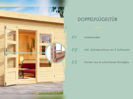 Karibu Gartenhaus Lahar 3,5, natur , 19 mm