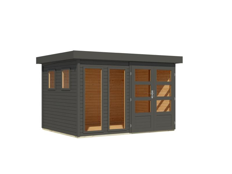 Karibu Gartenhaus Lahar 5, terragrau komplett, 19 mm