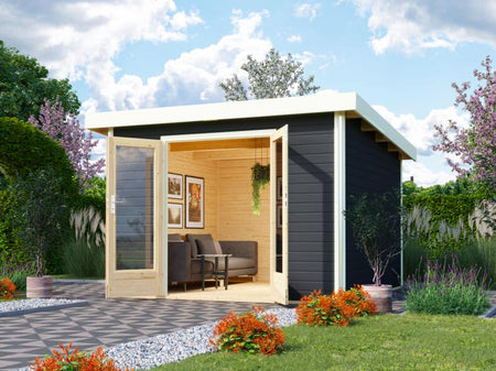 Karibu Gartenhaus Radeburg 1 terragrau 40 mm