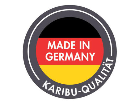 Karibu Gartenhaus Retola 3 in terragrau mit Anbauschrank und Anbaudachdach 2,80 Meter