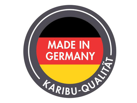 Karibu Gartenhaus Retola 5 mit Anbauschrank und Anbaudach 2,80 Meter, terragrau